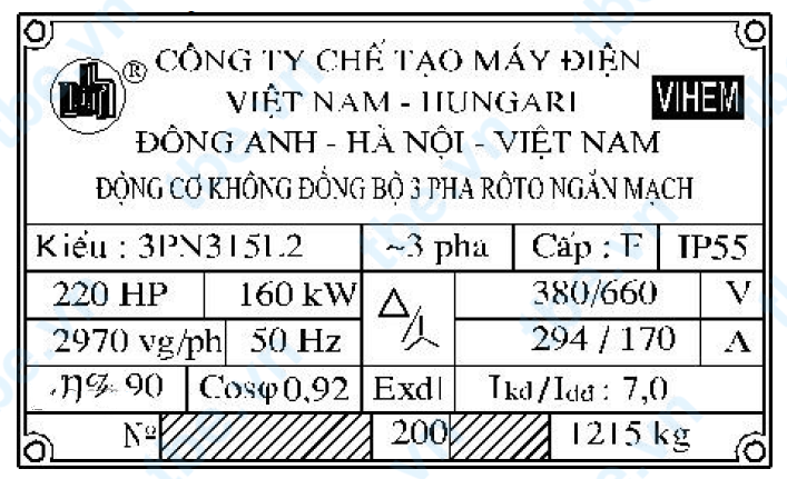 CÁCH ĐỌC THÔNG SỐ KỸ THUẬT IN TRÊN MỘT ĐỘNG CƠ XOAY CHIỀU